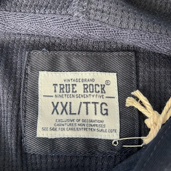 TRUE ROCK Hooded Henley Lightweight Men’s Navy Knit Top XXL - NWT - Picture 5 of 8